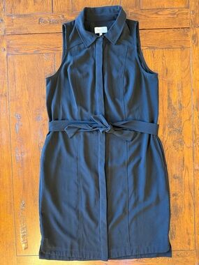 Laundry By Shelli Segal Black Sleeveless Shirt Dress with Self Tie Belt